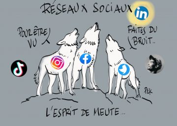 Réseaux sociaux meute illustration PEK Philippe-Elie Kassabi